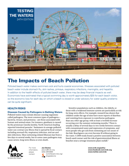 The Impacts of Beach Pollution Polluted Beach Water Makes Swimmers Sick and Hurts Coastal Economies