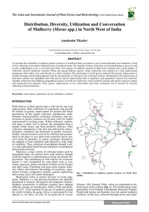 Distribution, Diversity, Utilization and Conversation of Mulberry (Morus Spp.) in North West of India