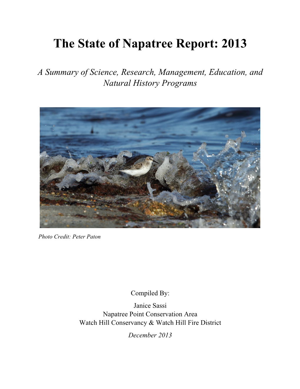 The State of Napatree Report: 2013