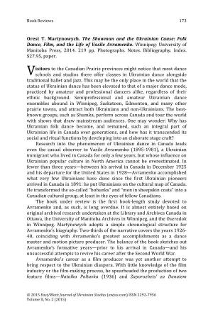 Folk Dance, Film, and the Life of Vasile Avramenko. Winnipeg: University of Manitoba Press, 2014