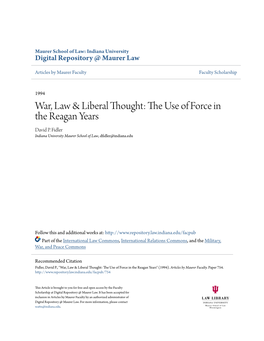 War, Law & Liberal Thought: the Use of Force in the Reagan Years