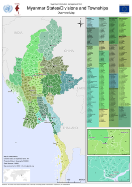 Myanmar States/Divisions and Townships Overview Map
