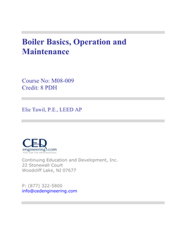 Boiler Basics, Operation and Maintenance Course # M08-009