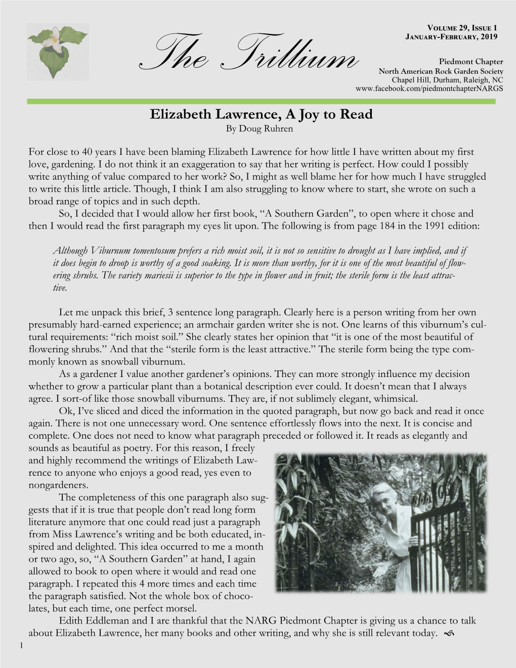 Elizabeth Lawrence, a Joy to Read by Doug Ruhren
