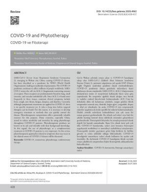 COVID-19 and Phytotherapy COVID-19 Ve Fitoterapi
