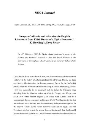 Images of Albania and Albanians in English Literature from Edith Durham’S High Albania to J