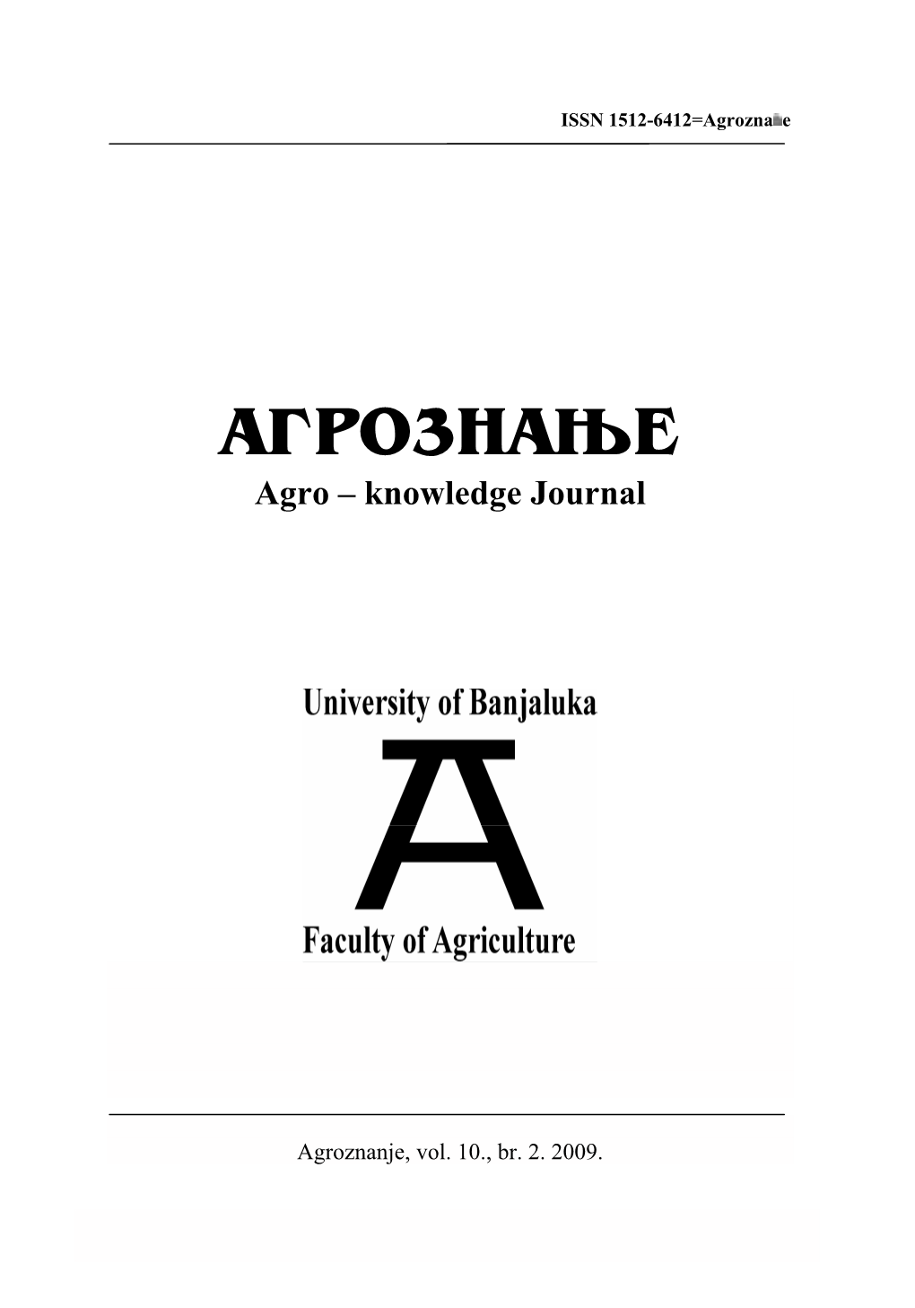 AGROZNAWE Agro – Knowledge Journal