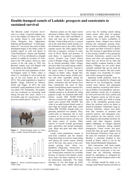 Double-Humped Camels of Ladakh: Prospects and Constraints to Sustained Survival