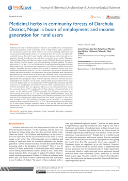 Medicinal Herbs in Community Forests of Darchula District, Nepal: a Boon of Employment and Income Generation for Rural Users