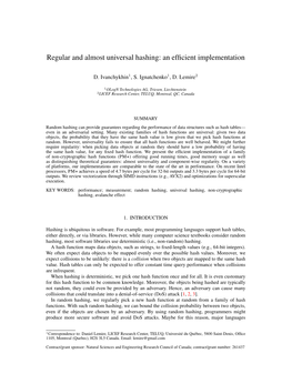 Regular and Almost Universal Hashing: an Efﬁcient Implementation
