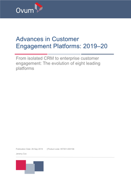 Advances in Customer Engagement Platforms: 2019–20