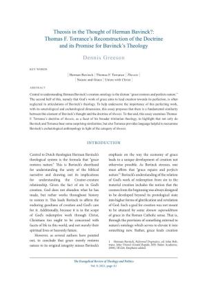 Theosis in the Thought of Herman Bavinck?: Thomas F