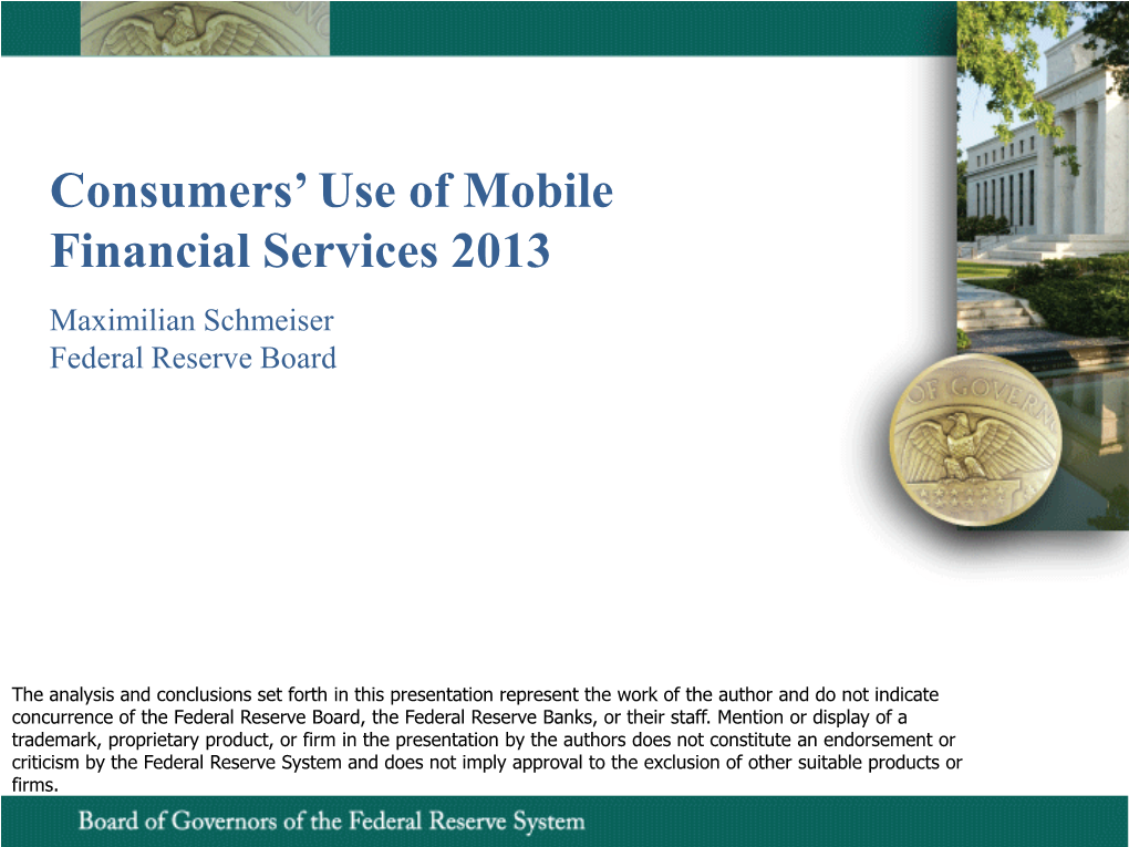 Consumers' Use of Mobile Financial Services 2013