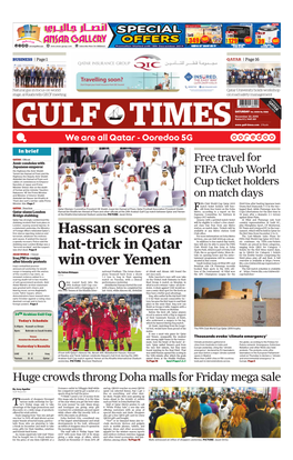 Hassan Scores a Hat-Trick in Qatar Win Over Yemen