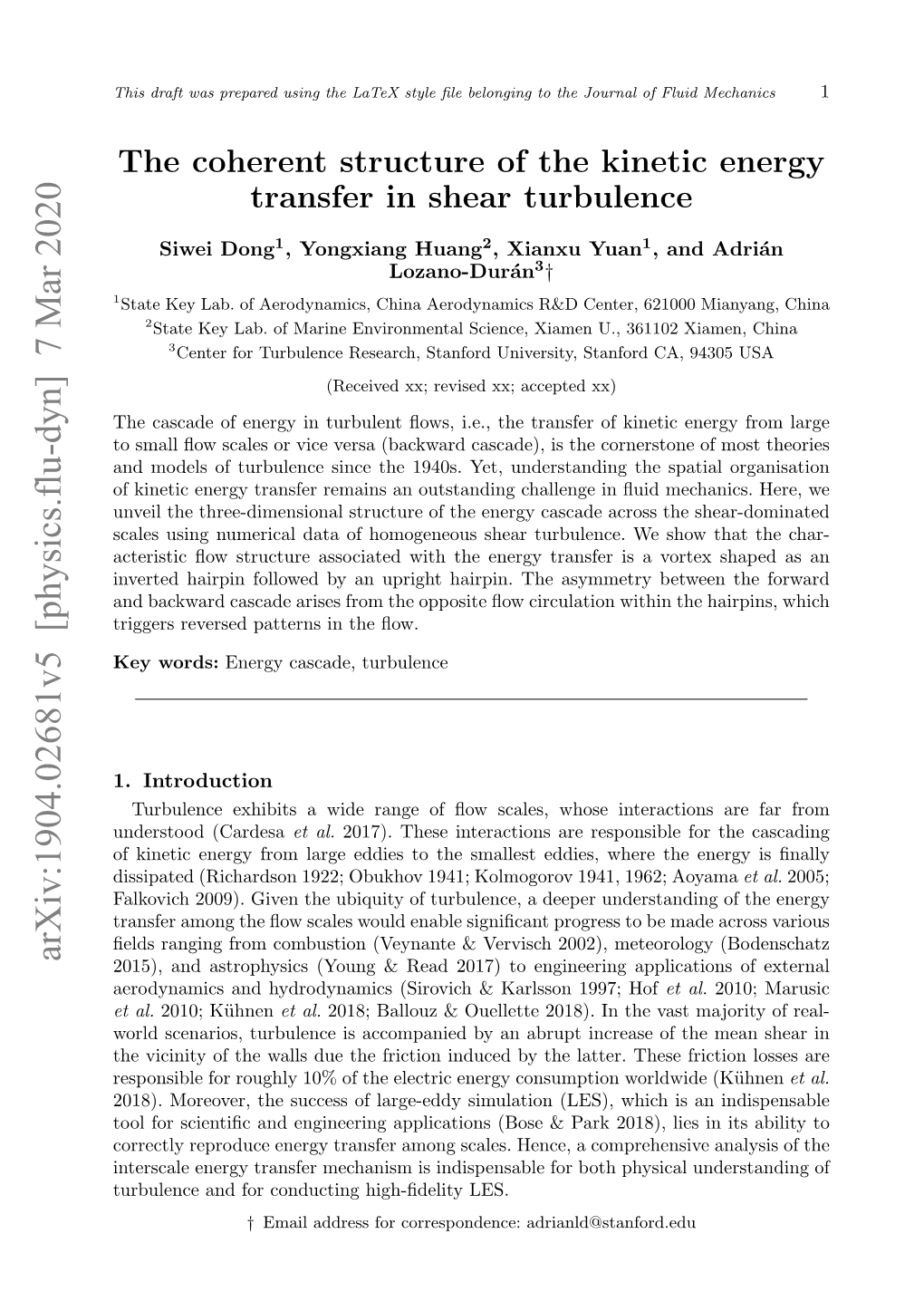 The Coherent Structure of the Kinetic Energy Transfer in Shear Turbulence