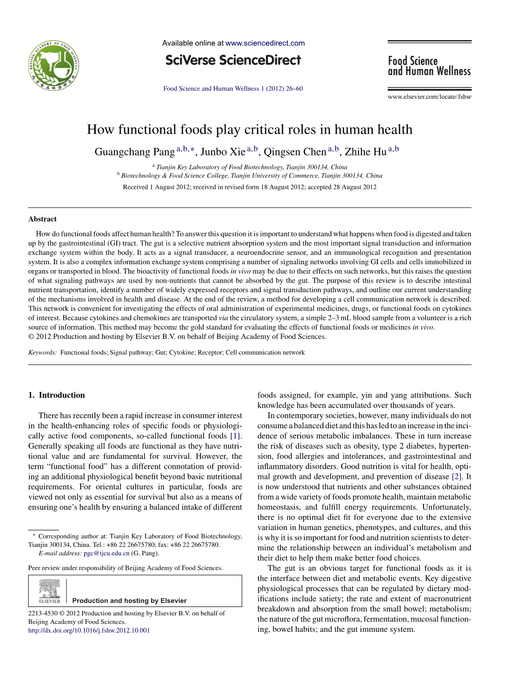 How Functional Foods Play Critical Roles in Human Health