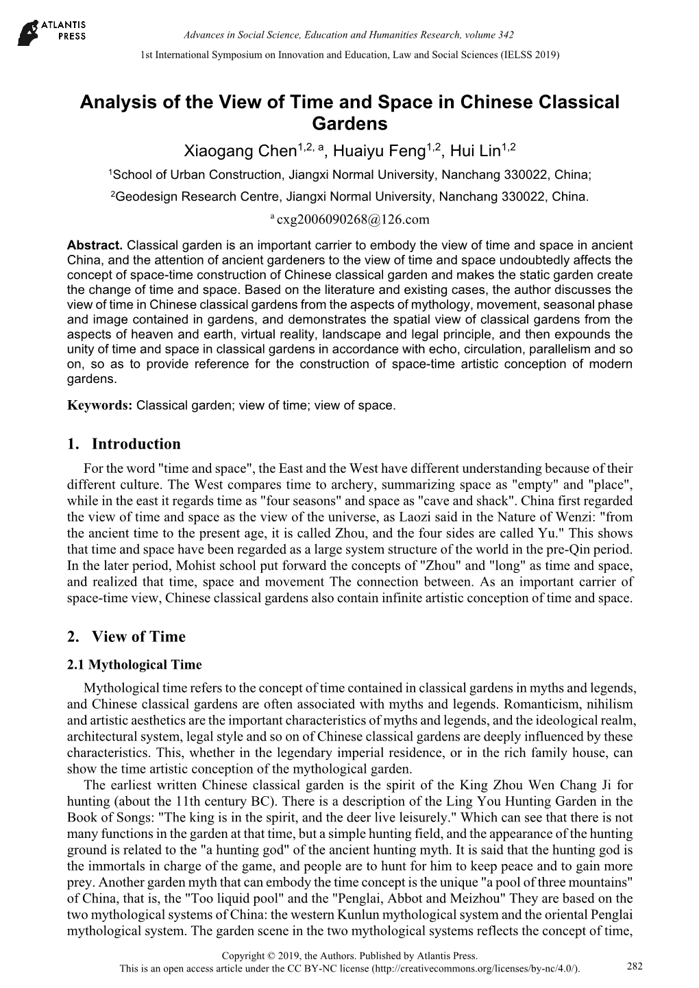 Analysis of the View of Time and Space in Chinese Classical Gardens