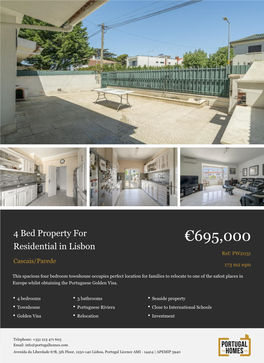 4 Bed Townhouse for Sale in Lisbon, Portugal