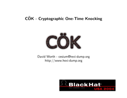 Cryptographic One-Time Knocking