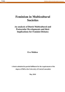 Feminism in Multicultural Societies