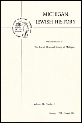 MICHIGAN DE Mich,G,,,,, ' JEWISH HISTORY a 44, T171.47.,"