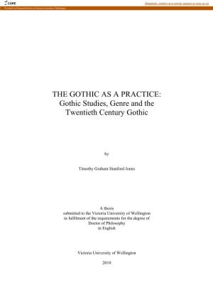 The Gothic As a Practice, by TGS Jones