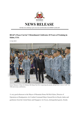 RSAF's Peace Carvin V Detachment Celebrates 10 Years of Training in Idaho, USA