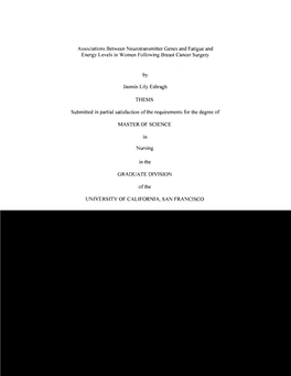 Associations Between Neurotransmitter Genes and Fatigue and Energy Levels in Women Following Breast Cancer Surgery