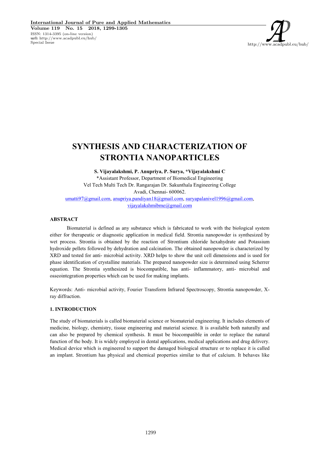 Synthesis and Characterization of Strontia Nanoparticles