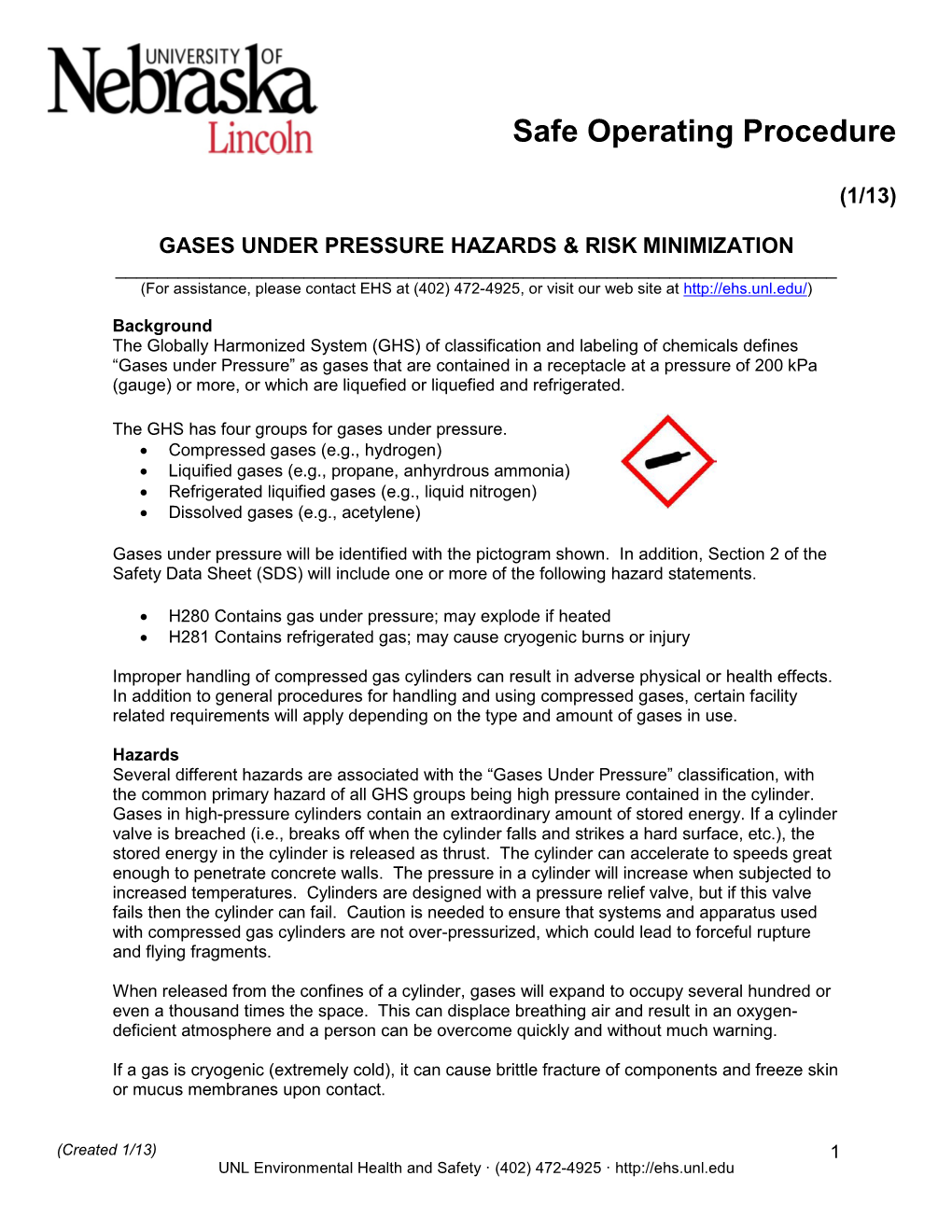 Gases Under Pressure Hazards & Risk