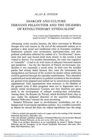 Fernand Pelloutier and the Dilemma of Revolutionary Syndicalism1