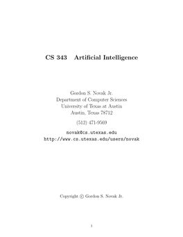 CS 343 Artificial Intelligence