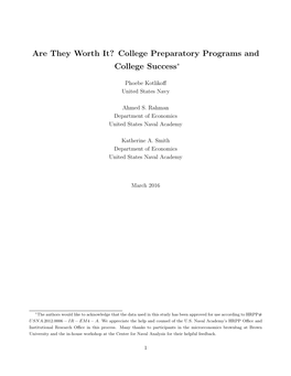 College Preparatory Programs and College Success∗