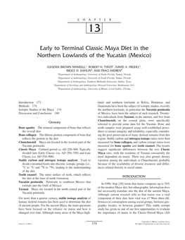 Early to Terminal Classic Maya Diet in the Northern Lowlands of the Yucatán (Mexico)