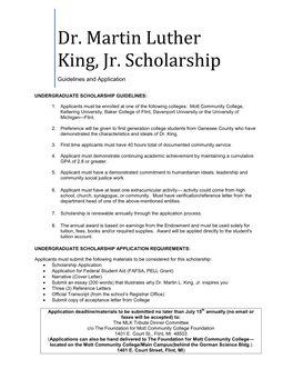 Dr. Martin Luther King, Jr. Scholarship