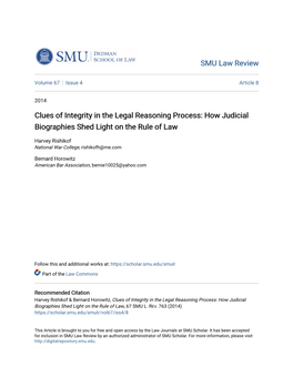 Clues of Integrity in the Legal Reasoning Process: How Judicial Biographies Shed Light on the Rule of Law
