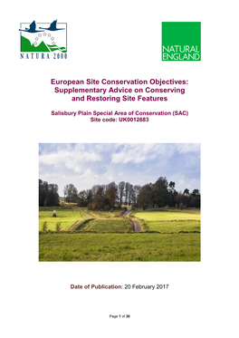 Salisbury Plain SAC Conservation Objectives Supplementary Advice