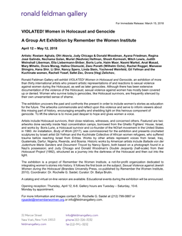 VIOLATED! Women in Holocaust and Genocide a Group Art Exhibition By