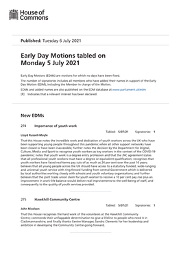 View Early Day Motions PDF File 0.08 MB