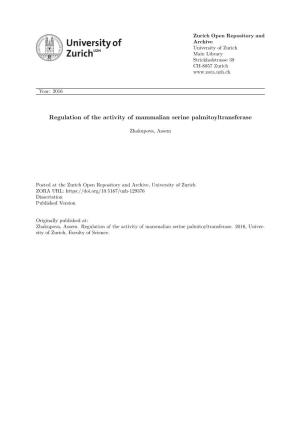 Regulation of the Activity of Mammalian Serine Palmitoyltransferase