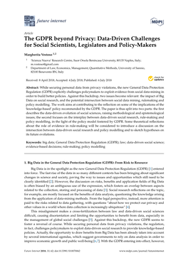 The GDPR Beyond Privacy: Data-Driven Challenges for Social Scientists, Legislators and Policy-Makers