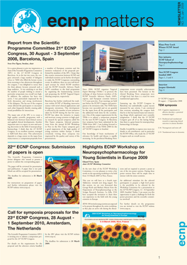 Report from the Scientific Programme Committee 21St ECNP Congress