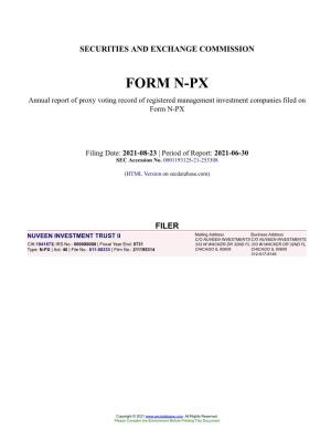 NUVEEN INVESTMENT TRUST II Form N-PX Filed 2021-08-23