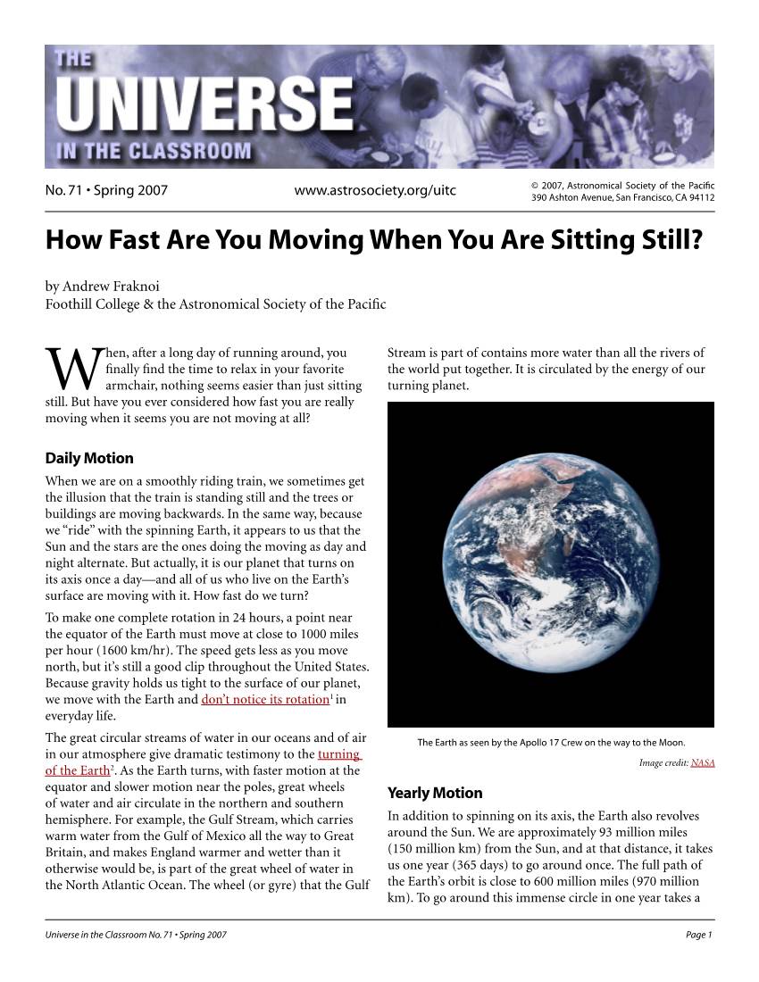 71. How Fast Are You Moving When You Are Sitting Still?