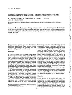 Emphysematous Gastritis After Acute Pancreatitis