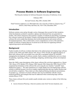 Process Models in Software Engineering