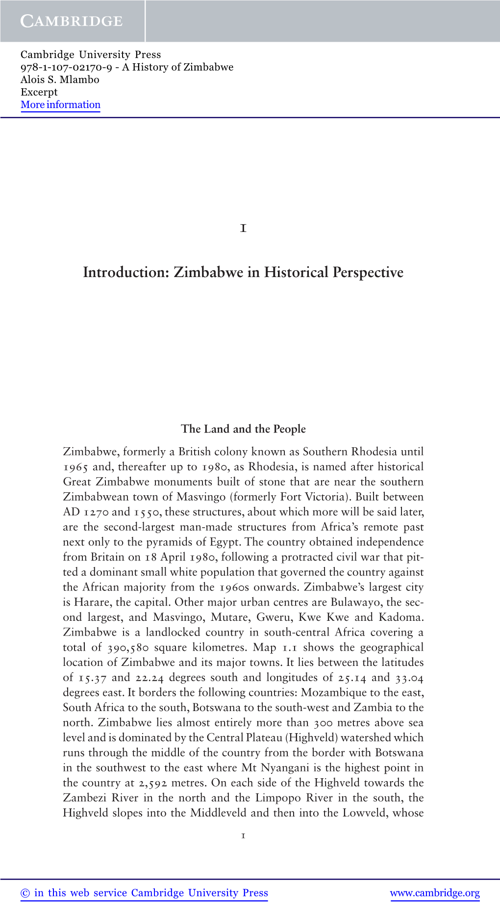 Zimbabwe in Historical Perspective