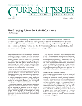 The Emerging Role of Banks in E-Commerce John Wenninger