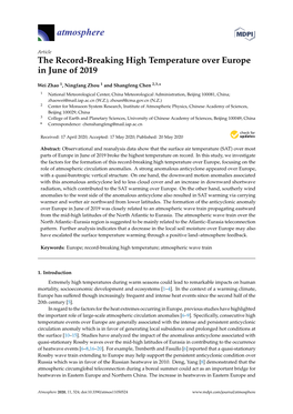 The Record-Breaking High Temperature Over Europe in June of 2019