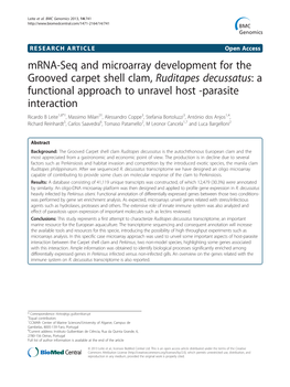Mrna-Seq and Microarray Development for the Grooved Carpet
